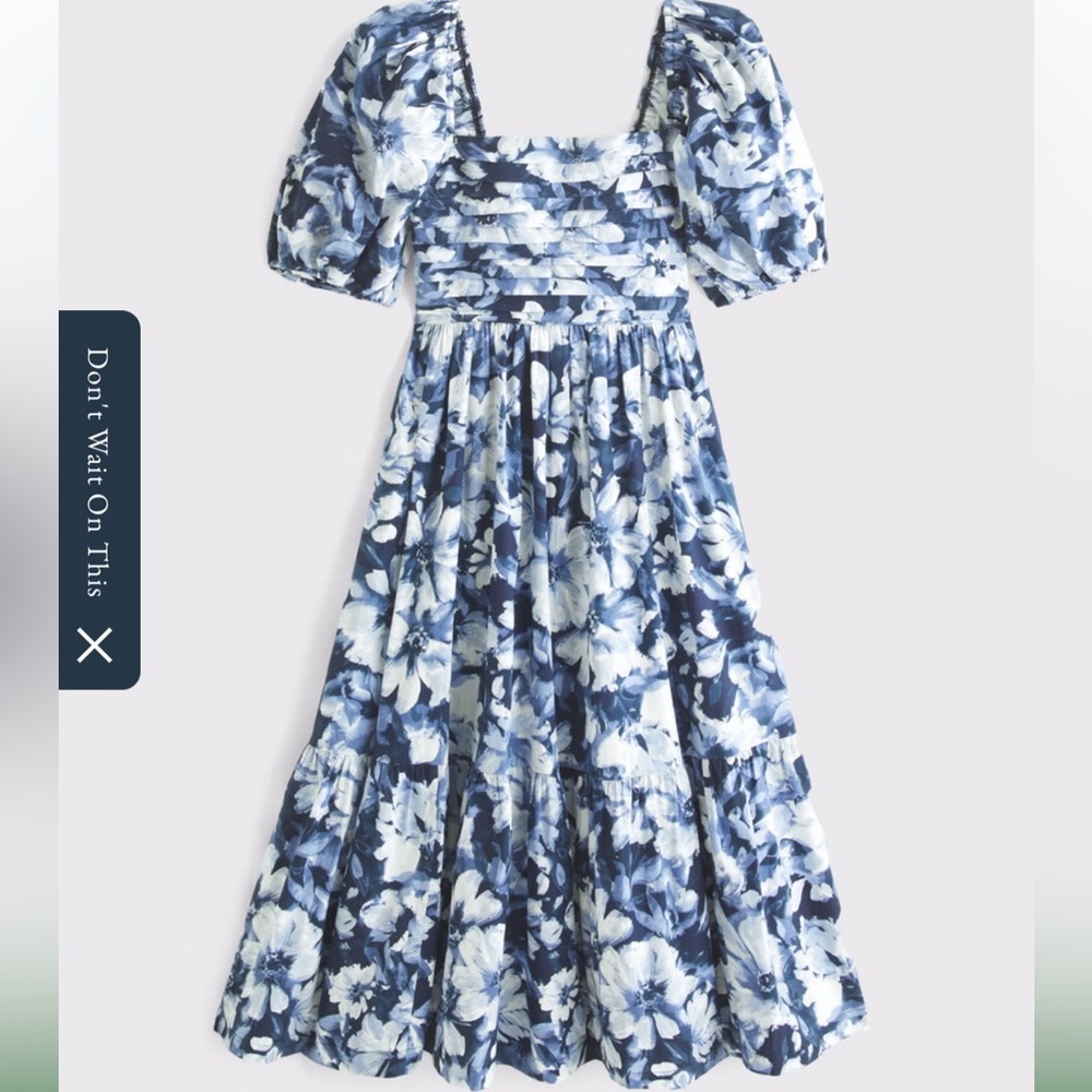 Abercrombie & Fitch Emerson Poplin Puff Sleeve Midi Dress